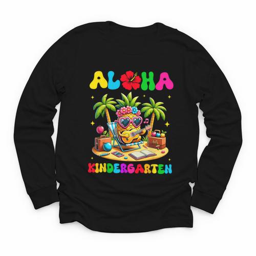 Aloha Kindergarten Pineapple Hawaii Back To School Kids Girl Youth Long Sleeve Tee - Savourry