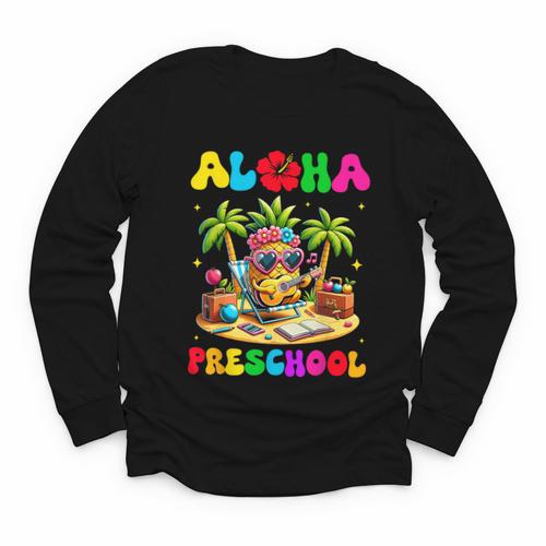 Aloha Preschool Pineapple Hawaii Back To School Kids Girl Youth Long Sleeve Tee - Savourry