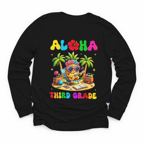 Aloha Third Grade Pineapple Hawaii Back To School Kids Girl Youth Long Sleeve Tee - Savourry