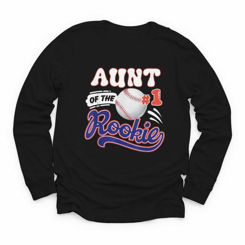 Aunt Rookie Of Year 1st Birthday Baseball Theme Matching Youth Long Sleeve Tee - Sportilla