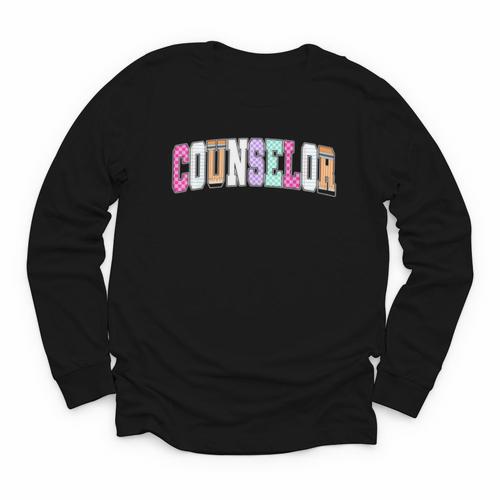 Back To School Counselor Preppy Checkered Counselor Life Youth Long Sleeve Tee - Savourry