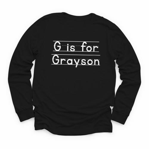 Back To School G Is For Grayson First Day Of School Kids Youth Long Sleeve Tee - Savourry