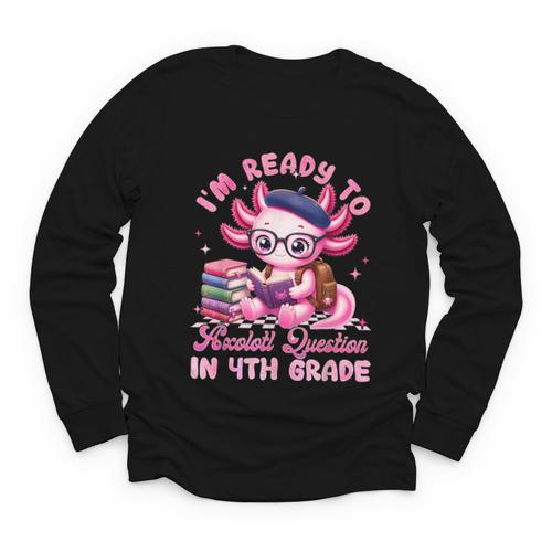 Back To School I'm Ready To Axolotl Question In 4th Grade Youth Long Sleeve Tee - Savourry