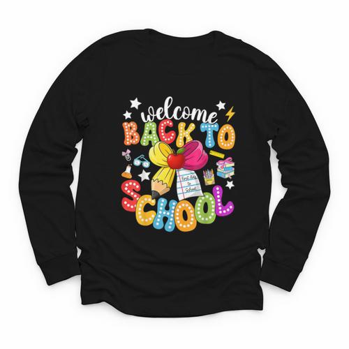 Back To School Pencil Coquette Bow First Day Of School Kids Youth Long Sleeve Tee - Savourry