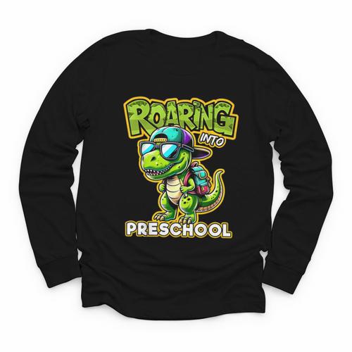 Back To School Preschool Dinosaur First Day Of School Boy Youth Long Sleeve Tee - Savourry