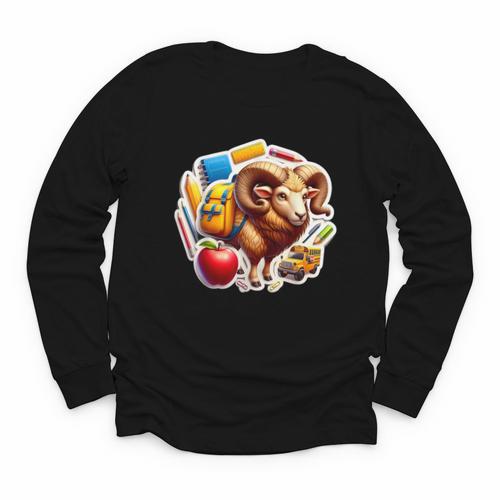 Back To School Ram Boys Girls Student Kids Lover Farmer Cute Youth Long Sleeve Tee - Savourry