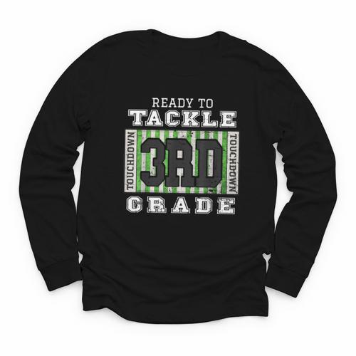 Back To School Ready To Tackle 3rd Grade Football Youth Long Sleeve Tee - Savourry