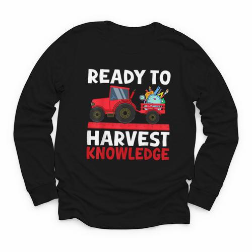 Back To School Tractor Farmer Boys First Day Of School Kids Youth Long Sleeve Tee - Savourry