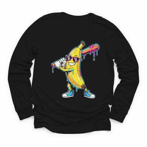 Banana Baseball Drip Kids Youth Boys Girls Youth Long Sleeve Tee - Sportilla