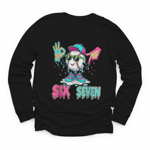 Baseball 67 Drip Six Seven Hand Signs Ice Cream Meme Youth Long Sleeve Tee - Sportilla