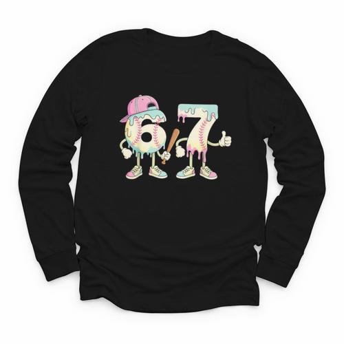Baseball 67 Dripping Six Seven Drip Meme Ice Cream Boy Youth Long Sleeve Tee - Sportilla
