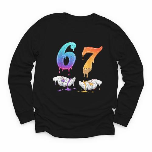Baseball 67 Ice Cream Drip Six Seven Boys Meme Youth Long Sleeve Tee - Sportilla