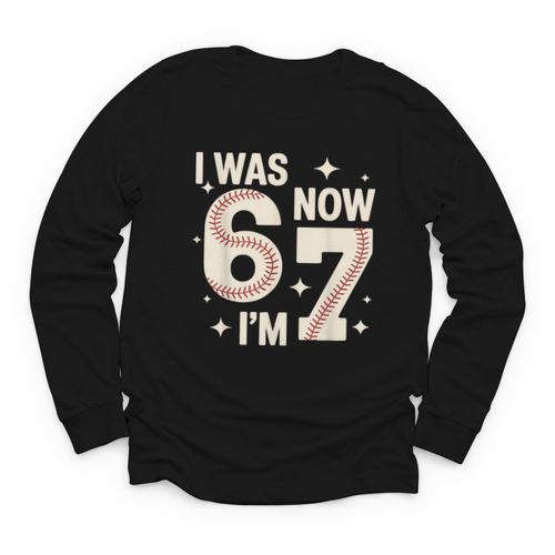 Baseball 7th Birthday 6 7 Years Old I Was 6 Now I'm 7 Youth Long Sleeve Tee - Sportilla