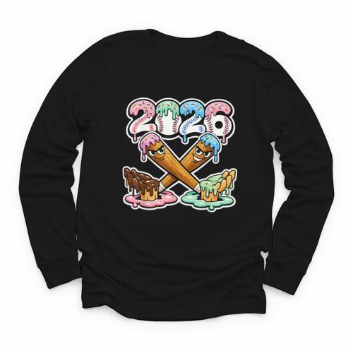 Baseball Bat 2026 Hands Drip Boys Ice Cream Dripping Youth Youth Long Sleeve Tee - Sportilla