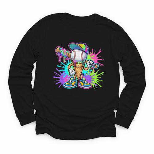 Baseball Boys Clothes For Boys Ice Cream Drip Baseball Stuff Youth Long Sleeve Tee - Sportilla