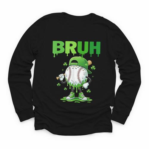 Baseball Bruh Drip Ice Cream Youth Boy St Patricks Day Youth Long Sleeve Tee - Sportilla