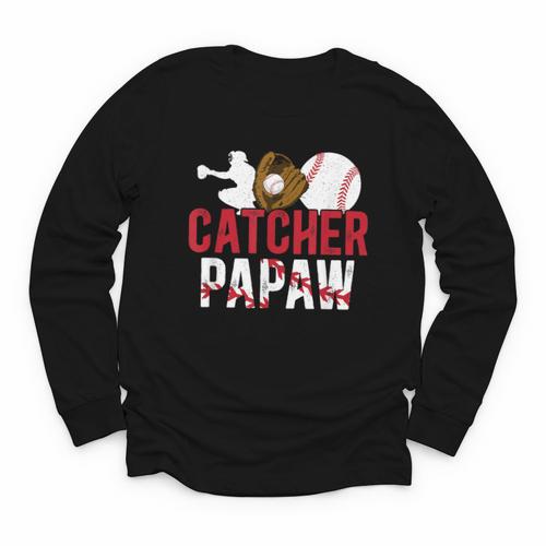 Baseball Catcher Papaw Proud Papaw Of A Baseball Catcher Youth Long Sleeve Tee - Sportilla