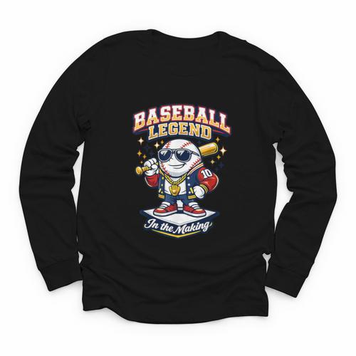 Baseball Cute Youth Ice Cream Valentine Day Sporty Fun Youth Long Sleeve Tee - Sportilla