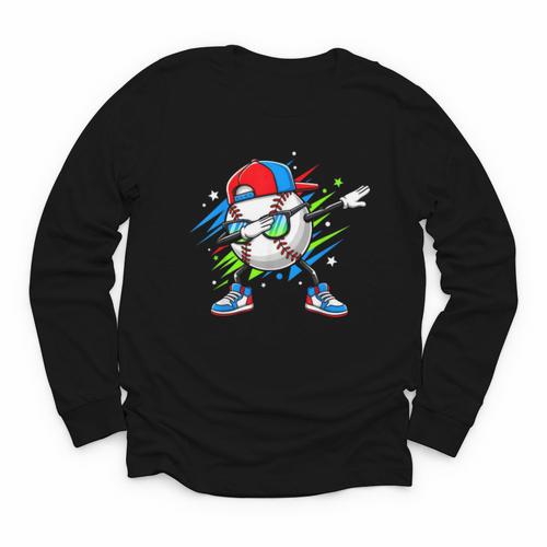 Baseball Dabbing Sports For Boys And Girls Game Day Youth Long Sleeve Tee - Sportilla