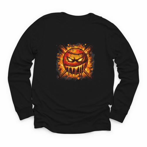 Baseball Drip Angry Lava Slime Ball Graphic Youth Long Sleeve Tee - Sportilla