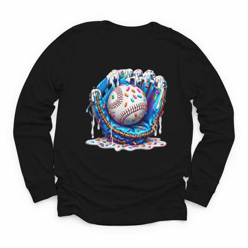 Baseball Drip For Boys Ice Cream Drip Youth Baseball Boys Youth Long Sleeve Tee - Sportilla