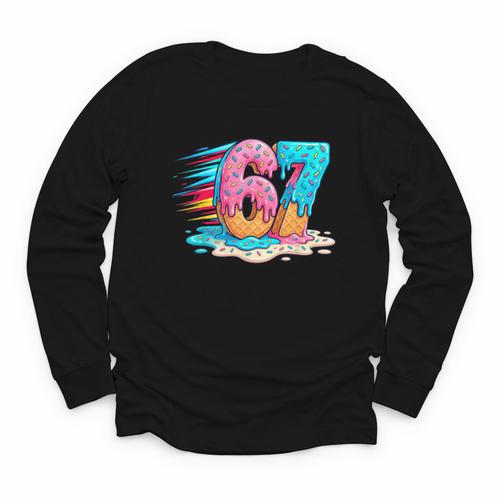 Baseball Drip Ice Cream 67 Graffiti Splash Melt Youth Long Sleeve Tee - Sportilla