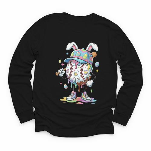 Baseball Drip Ice Cream Apparel Youth Boy Easter Day Youth Long Sleeve Tee - Sportilla