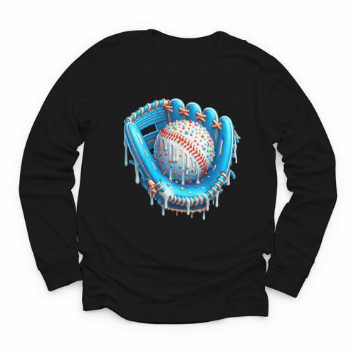 Baseball Drip Ice Cream Glove With Sprinkles Ball Boys Youth Youth Long Sleeve Tee - Sportilla