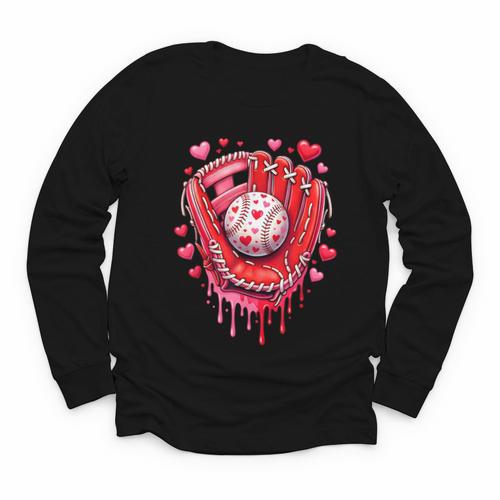 Baseball Drip Ice Cream Sprinkles Valentines Day Baseball Youth Long Sleeve Tee - Sportilla