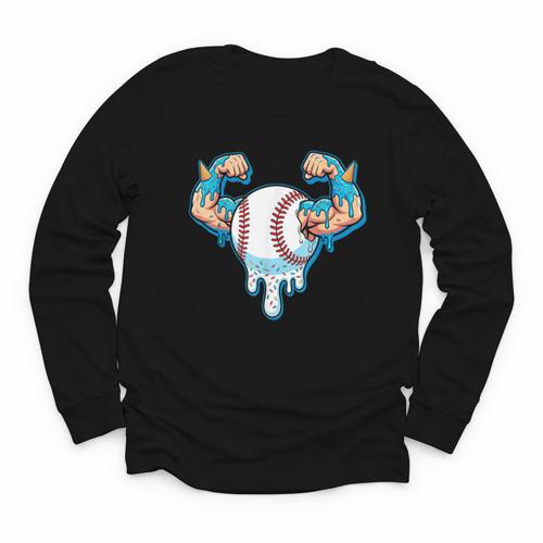 Baseball Drip Ice Cream Strong Character Youth Long Sleeve Tee - Sportilla