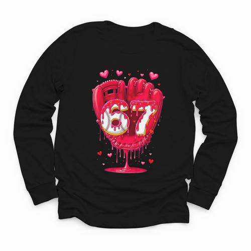 Baseball Drip Ice Cream Valentine Youth Boys Girls Sport Youth Long Sleeve Tee - Sportilla