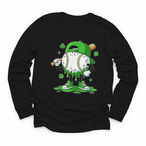 Baseball Drip Icecream Apparel Youth Boy St Patrick's Day Youth Long Sleeve Tee - Sportilla