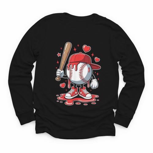Baseball Drip Icecream Apparel Youth Boy Valentine Youth Long Sleeve Tee - Sportilla