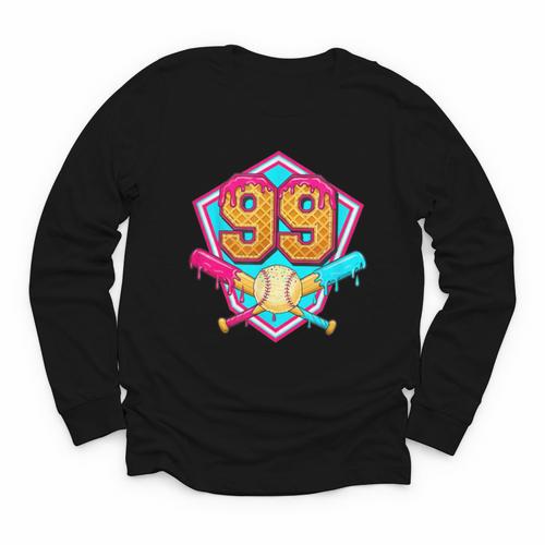 Baseball Drip Jersey Number 99 For Players & 99th Birthday Youth Long Sleeve Tee - Sportilla