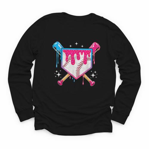 Baseball Drip Purple Glove Respect The Drip Youth Boys Girls Youth Long Sleeve Tee - Sportilla