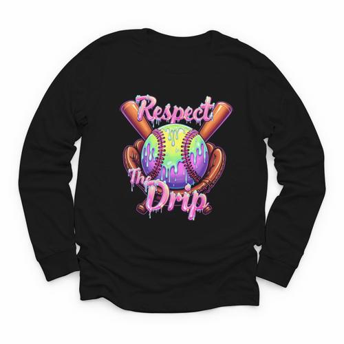 Baseball Drip Respect The Drip Purple Ice Cream Sprinkles Youth Long Sleeve Tee - Sportilla