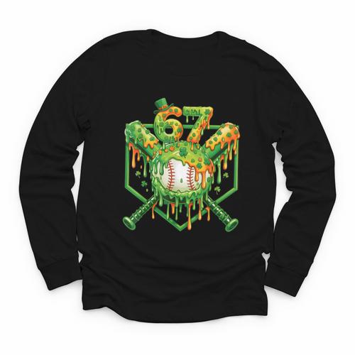Baseball Drip St Patricks Day Boys Baseball St Patricks Day Youth Long Sleeve Tee - Sportilla