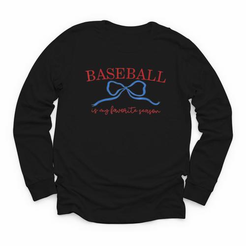 Baseball Is My Favorite Season Shirt Baseball Season Vibes Youth Long Sleeve Tee - Sportilla