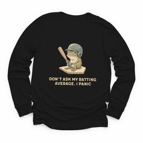 Baseball Frog Saying Batting Retro Artwork Youth Long Sleeve Tee - Sportilla