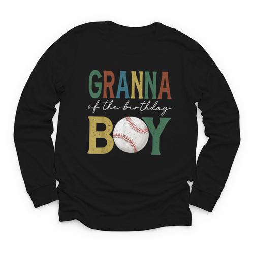 Baseball Granna Of The Birthday Boy Family Matching Youth Long Sleeve Tee - Sportilla