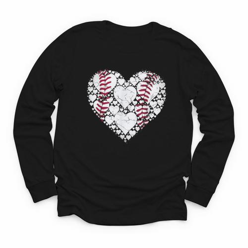 Baseball Heart Love Game Sports Fan Game Day Youth Long Sleeve Tee - Sportilla
