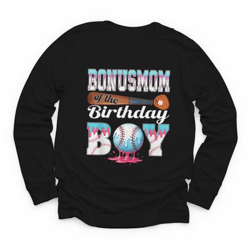 Baseball Ice Cream Drip Bonus Mom Of The Birthday Boy Youth Long Sleeve Tee - Sportilla