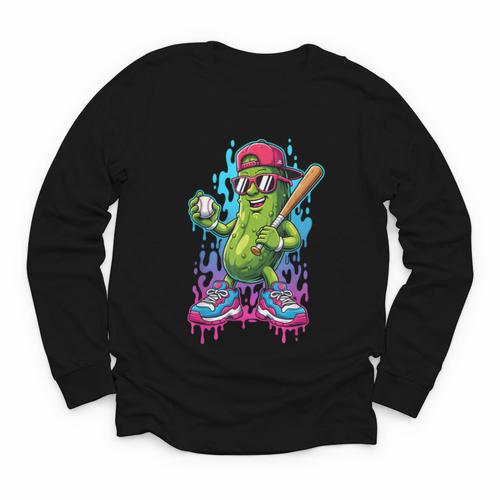 Baseball Ice Cream Drip Boys And Girls Batter Game Day Youth Long Sleeve Tee - Sportilla