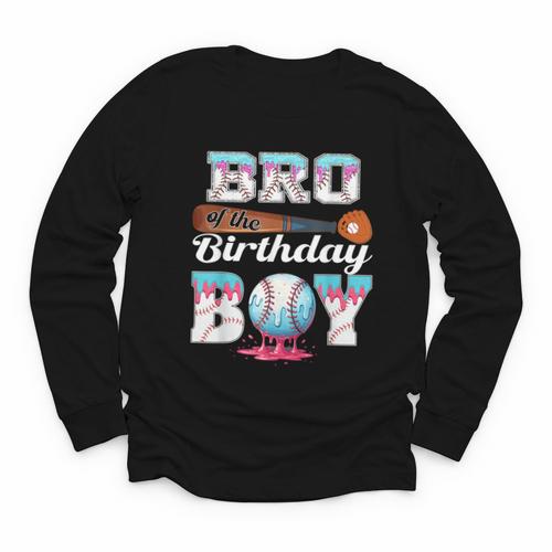 Baseball Ice Cream Drip Bro Of The Birthday Boy Youth Long Sleeve Tee - Sportilla