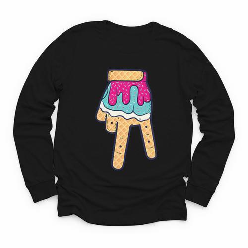 Baseball Ice Cream Drip Home Plate Glove Respect Drip 2 Side Youth Long Sleeve Tee - Sportilla