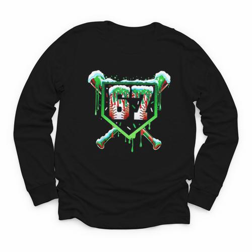 Baseball Ice Cream Drip Number 67 Six Seven Meme Christmas Youth Long Sleeve Tee - Sportilla