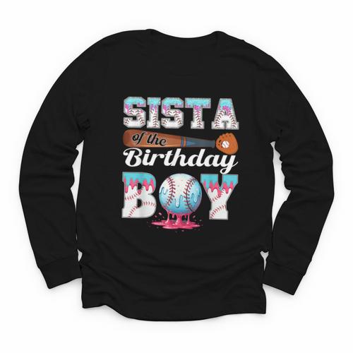 Baseball Ice Cream Drip Sista Of The Birthday Boy Youth Long Sleeve Tee - Sportilla