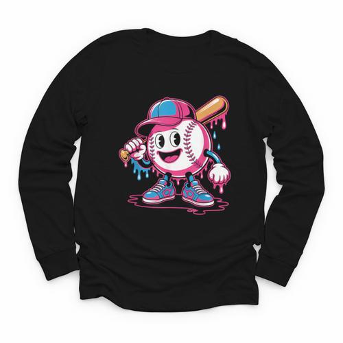Baseball Ice Cream Shirt Cool Baseball Drip For Boys Youth Long Sleeve Tee - Sportilla