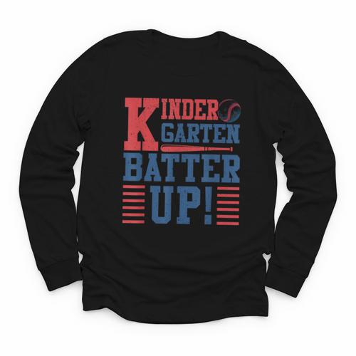 Baseball Kindergarten Back To School Kindergarten Batter Up Youth Long Sleeve Tee - Savourry
