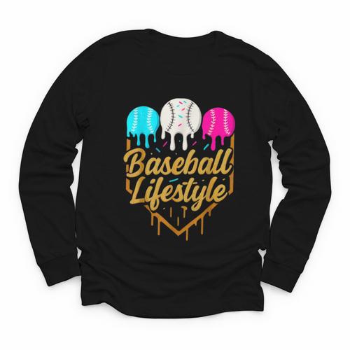 Baseball Lifestyle Baseball Drip Icecream Youth Long Sleeve Tee - Sportilla